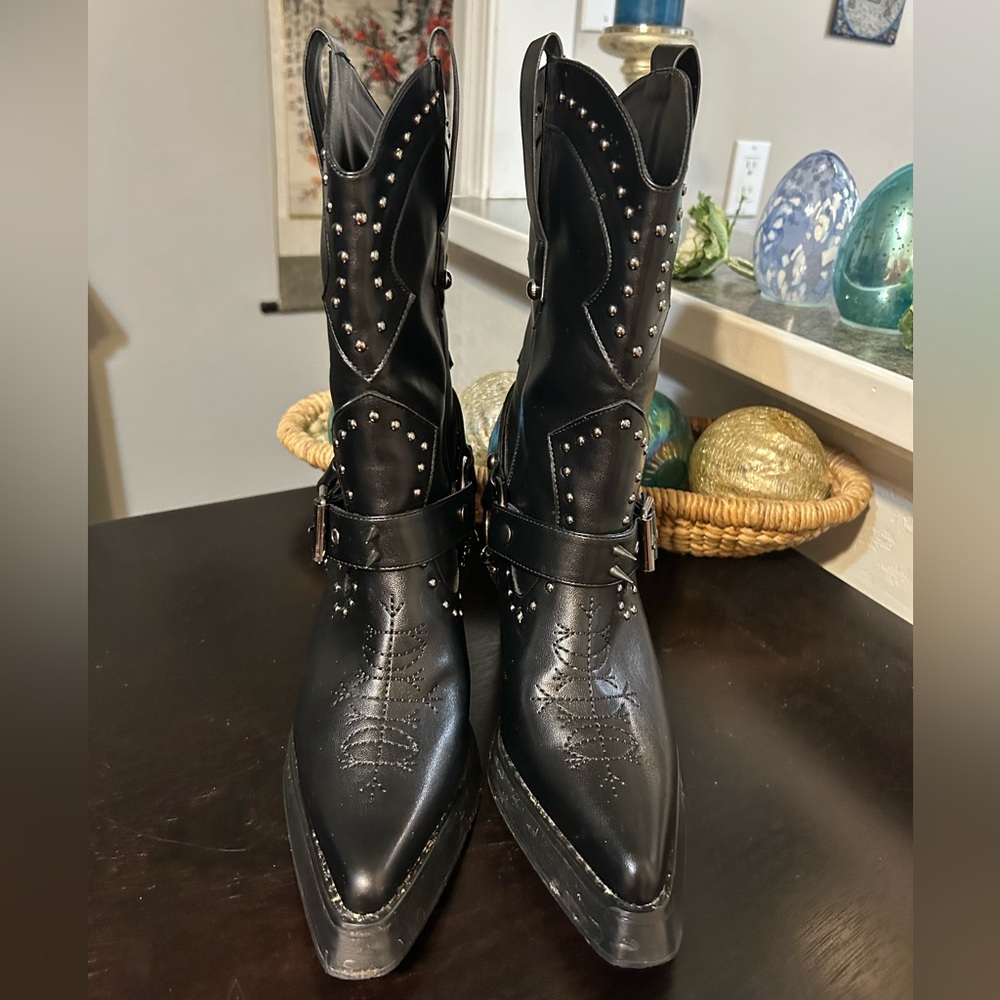 Dolls Kill Widow spiked Nocturnal Memories Western Boots Size 10 - Picture 2 of 10